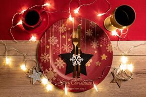 TUTUMI - vánoční obal na příbory - hvězda, červená, 4ks