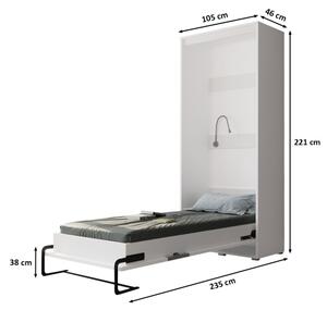 Praktická výklopná postel HAZEL 90 - bílá / old style