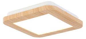 Plafondlamp hout 17 cm vierkant incl. LED 3-staps dimbaar IP44 - Linda