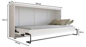 Horizontální výklopná postel HAZEL 90 - bílá / dub artisan