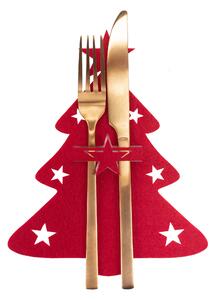 Tutumi, Dekorativní kryt pro příbory s motivem vánočního stromku 10 ks, červená, CHR-09513