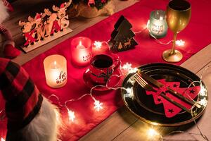 TUTUMI - vánoční obal na příbory - vánoční stromeček, červený, 10ks