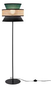 Luce Ambiente Design Stojací lampa Gazebo, zelená/černá/přírodní, 147 cm, látka/rattan, Zelená, Obývací pokoj / jídelna, Textil / tkanina / hedvábí
