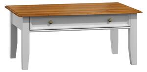 KATMANDU Konferenční stolek Belluno Elegante, bílá, medový dub, masiv, 48x122x71 cm