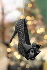 Černá závěsná vánoční ozdoba lodička 8cm
