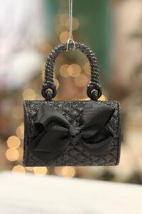 Černá závěsná vánoční ozdoba kabelka 11cm