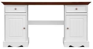 KATMANDU Psací stůl Belluno Elegante, bílá, ořech, borovice, masiv, 77x155x53 cm