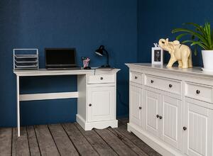 KATMANDU Jednoduchý psací stůl Belluno Elegante, bílá, borovice, masiv, 77x130x53 cm