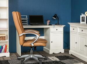 KATMANDU Jednoduchý psací stůl Belluno Elegante, bílá, borovice, masiv, 77x130x53 cm