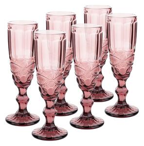 KONDELA Sklenice na šampaňské, set 6 ks, 150 ml, růžová, vintage, FREGATA TYP 4