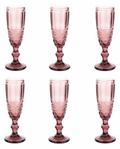 KONDELA Sklenice na šampaňské, set 6 ks, 150 ml, růžová, vintage, FREGATA TYP 4