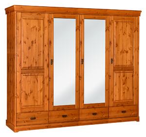 KATMANDU Velká skříň Toskania, z borového dřeva, 4D, 218x253x62 cm
