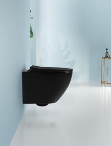CERANO - Závěsná WC mísa Verde, Rimless + UF sedátko - černá lesklá - 36x49 cm