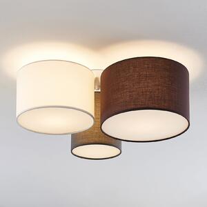 Stropní lampa Lindby, Laurenz, stmívatelné, Šedá, Obývací pokoj, Tkanina / Textil, Moderní