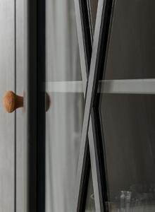KATMANDU Vitrína úzká sklo, Marone, grafit-dub, 214x79x42 cm