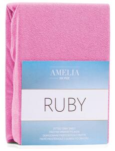 Froté prostěradlo s gumou AmeliaHome Ruby růžové