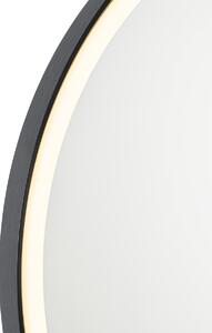Černé koupelnové zrcadlo 70 cm včetně LED s dotykovým stmívačem - Miral