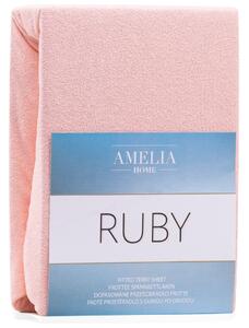 Froté prostěradlo s gumou AmeliaHome Ruby světlé růžové
