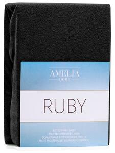 Froté prostěradlo s gumou AmeliaHome Ruby černé