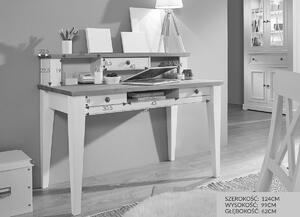 KATMANDU Rustikální psací stůl Marone bílá-dub, borovice, 99x124x62 cm