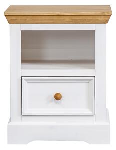 KATMANDU Noční stolek rustikální Marone, bílá-dub, 1xzásuvka, 60x48x39 cm