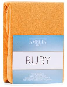 Froté prostěradlo s gumou AmeliaHome Ruby oranžové