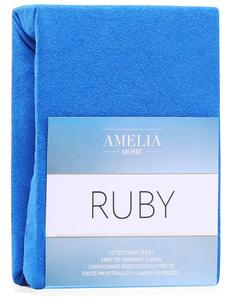 Froté prostěradlo s gumou AmeliaHome Ruby modré