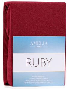 Froté prostěradlo s gumou AmeliaHome Ruby tmavě červené