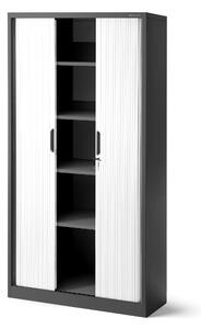 Plechová skříň se žaluziovými dveřmi DAMIAN, 900 x 1850 x 450 mm, antracitovo-bílá