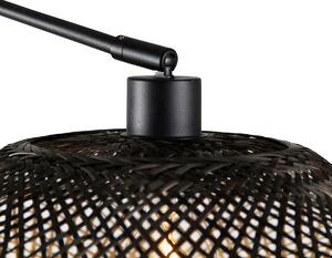 Nástěnná lampa černá s ratanovým stínidlem 50 cm nastavitelná - Blitz