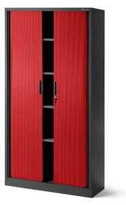 JAN NOWAK Plechová skříň se žaluziovými dveřmi model DAMIAN 900x1850x450, antracitovo-červená