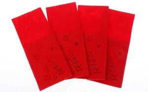 TUTUMI - Vánoční kapsa na příbory KF218-4 - červená, 4 ks