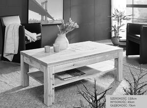 Luxusní designový konferenční stolek z masivního pískovaného dubu GERARDO 118x70x40