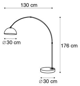 Moderní oblouková lampa mosazná s bílým stínidlem - Arc Basic