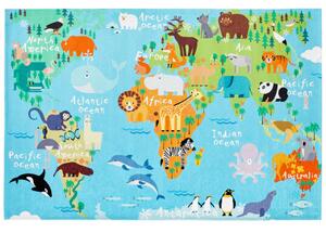 Obsession koberce Dětský kusový koberec Torino kids 233 WORLD MAP Modrá - 160x230 cm