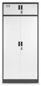 JAN NOWAK Plechová šatní skříň model BORYS 900x1850x500, antracitovo-bílá
