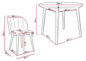 Kulatý jídelní stůl 100 cm se 4 židlemi NOWEN 1 - černý / béžový