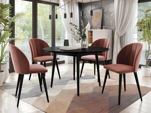 Kulatý jídelní stůl 100 cm se 4 židlemi NOWEN 1 - černý / růžový