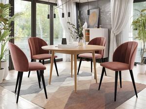 Jídelní stůl 100 cm se 4 židlemi NOWEN 1 - přírodní dřevo / černý / růžový