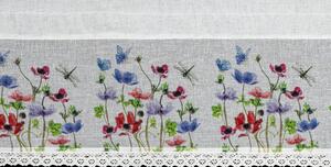 Vitrážková záclona RONA zdobená květinami 150 x 30 cm