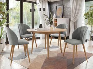 Kulatý jídelní stůl 100 cm se 4 židlemi NOWEN 1 - přírodní dřevo / šedý
