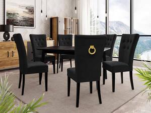 Luxusní jídelní set NOWEN 3 - černý / černý + pozlacené klepadlo