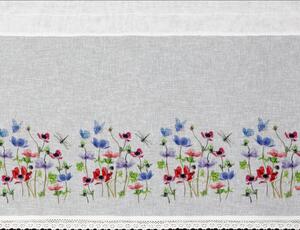 Vitrážková záclona RONA zdobená květinami 150 x 60 cm
