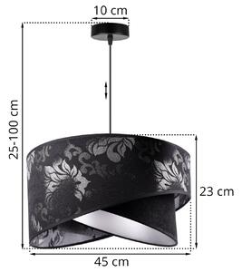 Light Home Závěsné svítidlo Werona 9, 1x černé textilní stínítko se vzorem, s