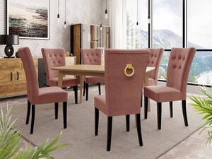 Luxusní jídelní set NOWEN 3 - hnědý / černý / růžový + pozlacené klepadlo