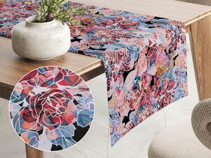 Biante Dekorační běhoun na stůl Rongo RGP-503 Červeno-modré květy 45x180 cm