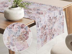 Biante Dekorační běhoun na stůl Rongo RGP-501 Růžovo-fialkové květy na bílém 20x120 cm