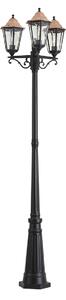 Klasická venkovní lucerna černá s mědí 220 cm 3-světla IP44 - Havana