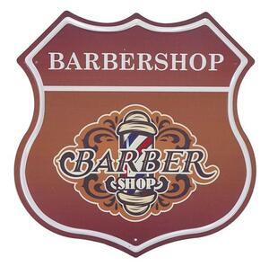 Kovová cedule ve tvaru štítu Barber Shop 3
