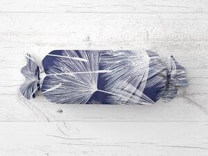 Biante Polštář válec bonbon Sandra SA-414 Bílé abstraktní chmýří na modrém 15x40 cm